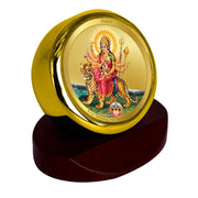 DIVINITI 24K Gold Plated Religious Car Dashboard Frame | Premium God Idol Frame for Car, Home Mandir & Office Table | Spiritual Gift, Decorative Showpiece | Durga Mata