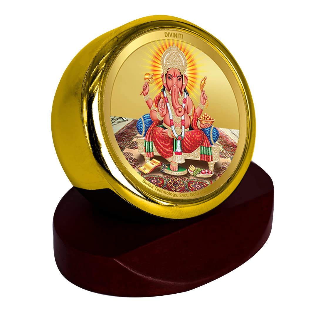 DIVINITI 24K Gold Plated Religious Car Dashboard Frame | Premium God Idol Frame for Car, Home Mandir & Office Table | Spiritual Gift, Decorative Showpiece | Ganpati