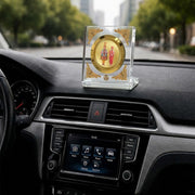 DIVINITI 24K Gold Plated Religious Car Dashboard Frame | Premium God Idol Frame for Car, Home Mandir & Office Table | Spiritual Gift, Decorative Showpiece | Swaminarayan