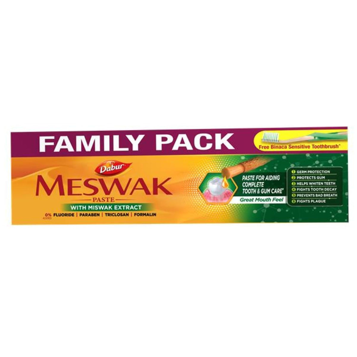 Dabur Meswak Complete Oral Care Toothpaste - 300g | For Tooth Decay Prevention, Stain Removal, Cavity Protection, Tartar Control, Gum Protection, Plaque Removal, Anti-Bacterial