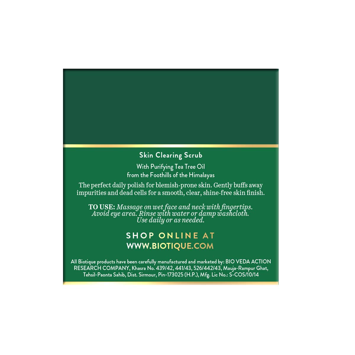Biotique Tea Tree Skin Clearing Face Scrub for Normal to Oily Skin, 50g