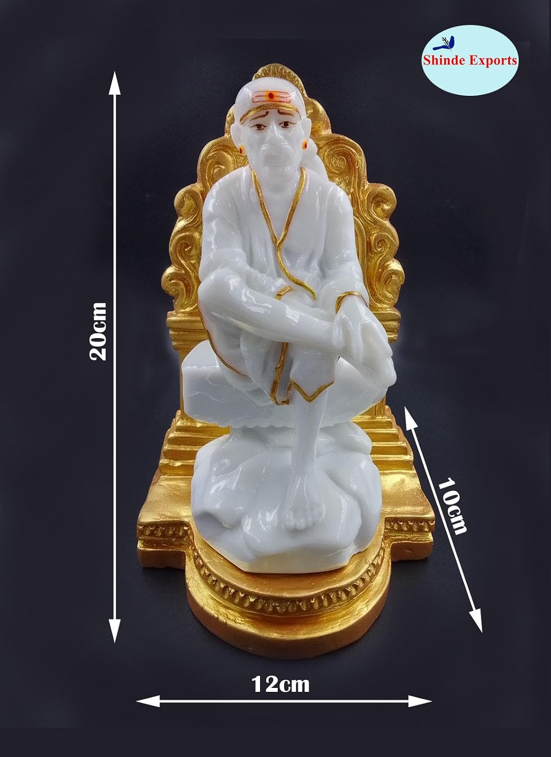 SHINDE EXPORTS Big Size White shirdi saibaba Marble Idol for Pooja Room Statue murti Home Murty (20 cm)