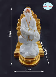 SHINDE EXPORTS Big Size White shirdi saibaba Marble Idol for Pooja Room Statue murti Home Murty (20 cm)