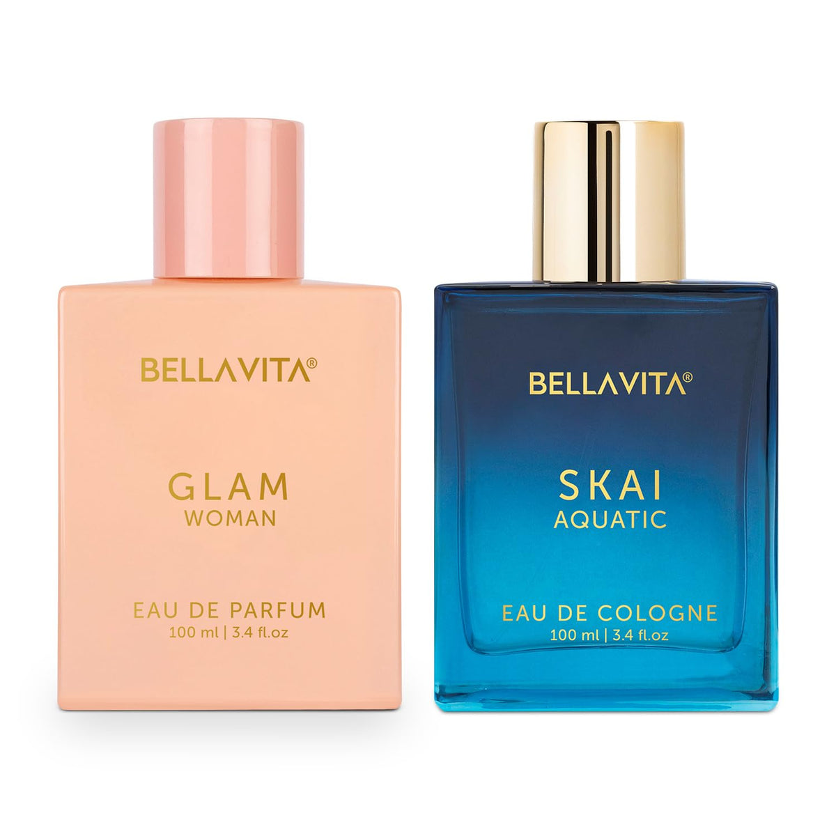 Bella Vita Luxury Skai and Glam Perfume for Unisex | EDP 100ml Each | Floral, Aquatic Long Lasting Perfume for Man & Woman