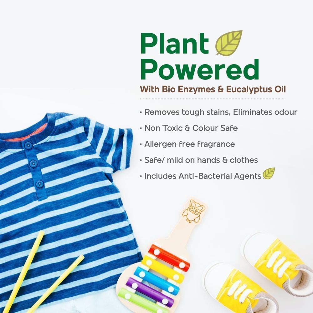 Mother Sparsh Plant Powered Baby Laundry Liquid Detergent With Bio - Enzymes and Eucalyptus Oil | Without Dyes & Optical Brighteners -1 Litre (Pack of 2)
