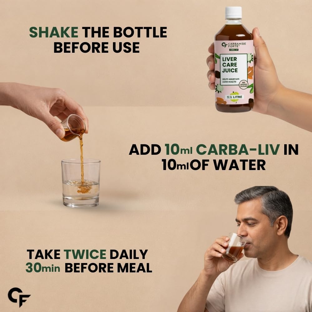 Carbamide Forte Ayurvedic Liver Care Juice - 1L | Herbal Liver Detox Supplement | Antioxidant-Rich Formula with 15 Ayurvedic Herbs | No Added Sugar & Artificial Colour