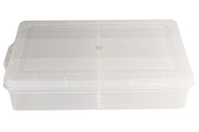 NMII Multipurpose Plastic Storage Box with Partitions | Transparent Organizer with Secure Lid | Ideal for Stationery, Craft Supplies, Tools, and Jewellery, Accessories | Lightweight-(6 Partitions)