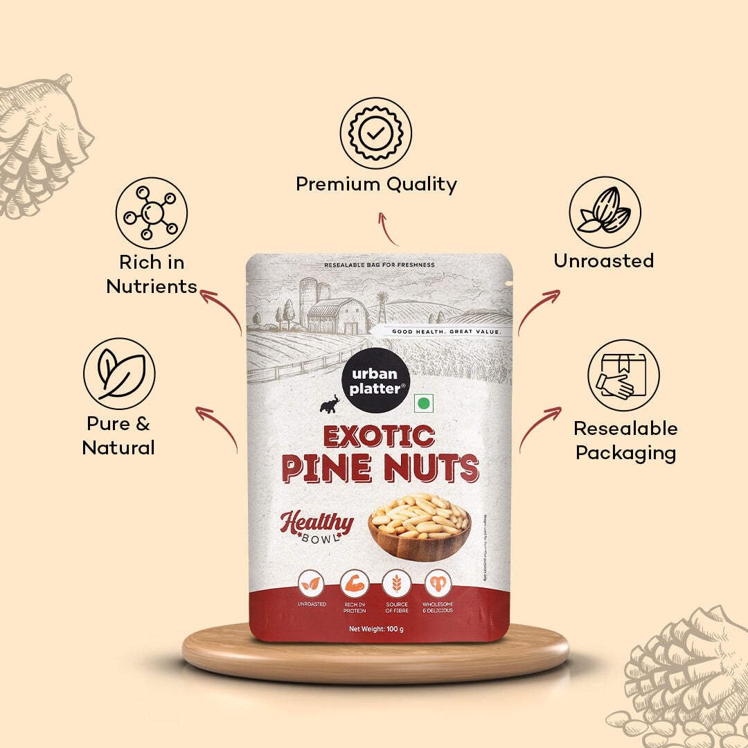 Urban Platter Exotic Pine Nuts, 100g (Chilgoza Giri | Rich in Protein | Elevates Pesto, Hummus, Salads)