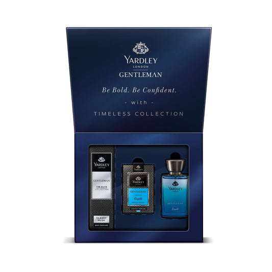 Yardley London Gentleman Range Assorted Pack With Royale Daily Wear Perfume, Compact Perfume, and Classy Musk Body Perfume - The Elite Collection| A Timeless Gift Collection For Men| Daily Use Body Perfume & No Gas Deodorant With Masculine Fragrance