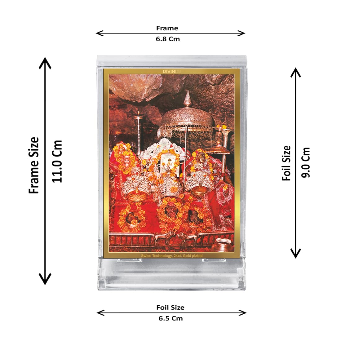 DIVINITI 24K Gold Plated Religious Car Dashboard Frame | Premium God Idol Frame for Car, Home Mandir & Office Table | Spiritual Gift, Decorative Showpiece | Mata Ka Darbar