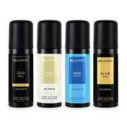 Bella Vita Luxury Spray Unisex Body Perfume Gift Set,Deodorant for Unisex,Pack of 4 x 50ml,No Gas Deo for Man & Woman,Long Lasting Fragrances with Lemon,Blackcurrant,Lavender & Bergamot