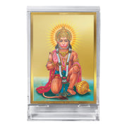 DIVINITI 24K Gold Plated Religious Car Dashboard Frame | Premium God Idol Frame for Car, Home Mandir & Office Table | Spiritual Gift, Decorative Showpiece | Hanuman Ji