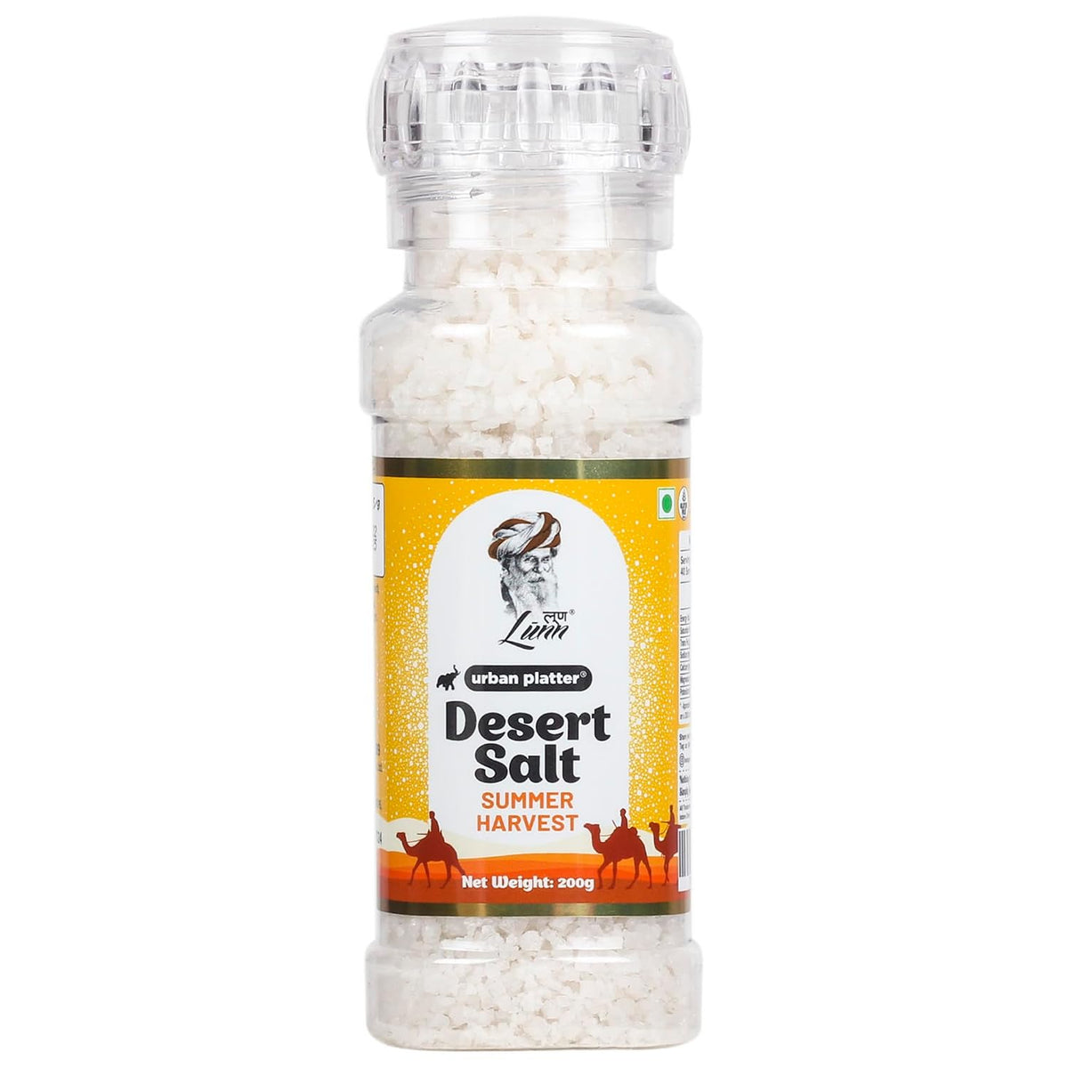 Urban Platter Summer Harvest Desert Salt Grinder, 200g (Powdered by Lunn | Summer Harvest | Sparkling White Crystals | Longer Dried Salt)
