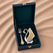Diviniti Decorative Swan Fork Holder with Fork Set | Elegant Silver & Gold Finish | Tabletop Dining Organizer | Home Décor & Dining Table Accessory
