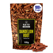 BLUE TEA - Dandelion Root Tea - 100 grams | IMPROVES DIGESTION | Liver Detox Herbal Tea - Caffeine Free - Non-Bitter - Mild Flavor | Ziplock Pack