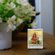 DIVINITI 24K Gold Plated Religious Car Dashboard Frame | Premium God Idol Frame for Car, Home Mandir & Office Table | Spiritual Gift, Decorative Showpiece | Durga-2