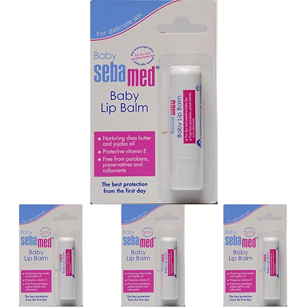 Sebamed Baby Lip Balm|Soft Baby Lips|With Shea butter, Jojoba Oil & Beeswax|4.8 gm (Pack of 4)