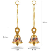 DSH Pure Brass Hanging Bell with Chain for Temple Mandir Door Home Decorative Ringing Bell (White, 2)