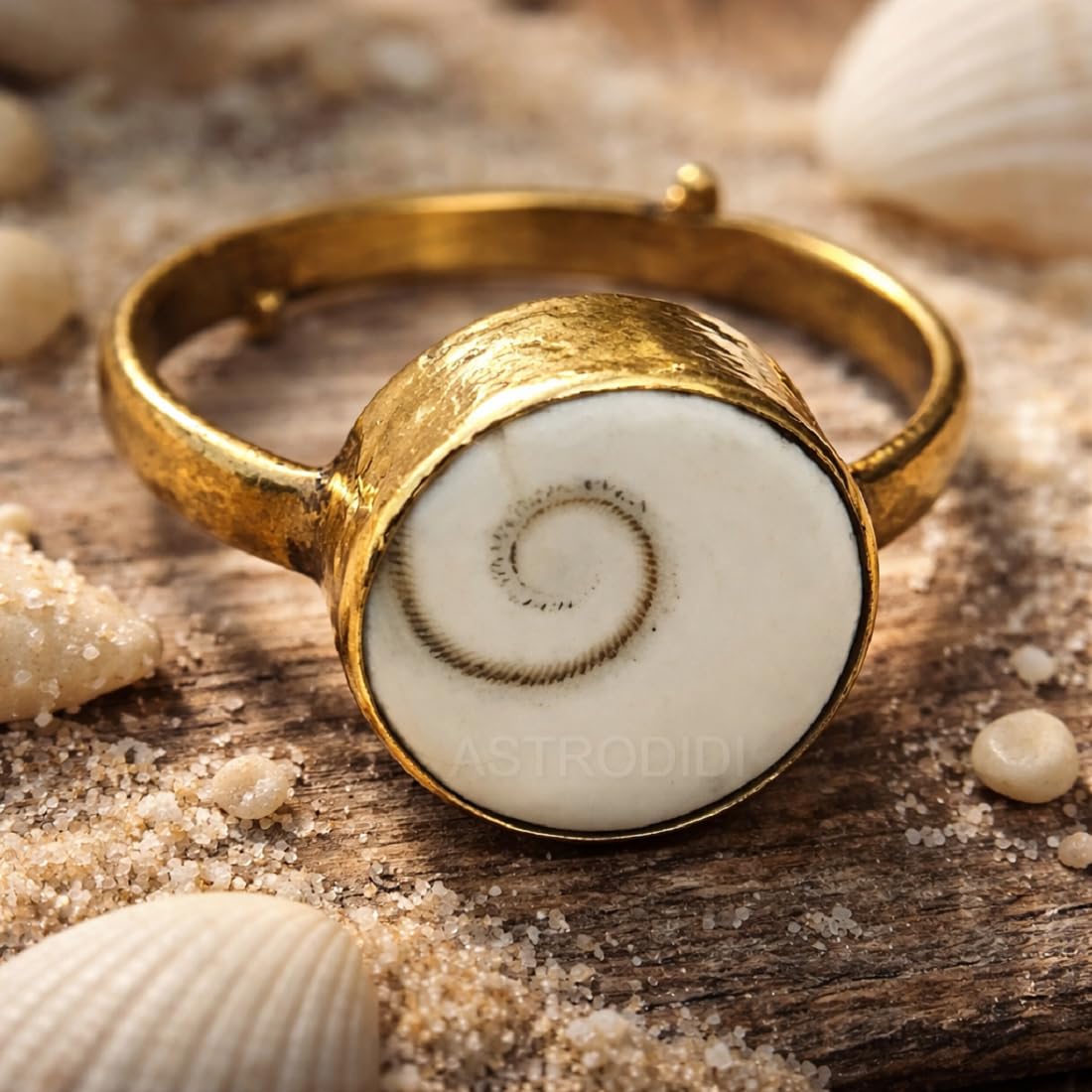 ASTRODIDI Gomti Chakra Ring Natural Gomati Chakram Stone Adjustable Ring | Astrological Gemstone | Unisex Both for Men & Women