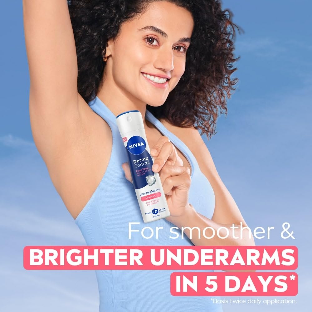 NIVEA Derma Control Eventone, 0% Alcohol, Pure Hyaluron & VitC Underarm Deo SprayWomen 150ml