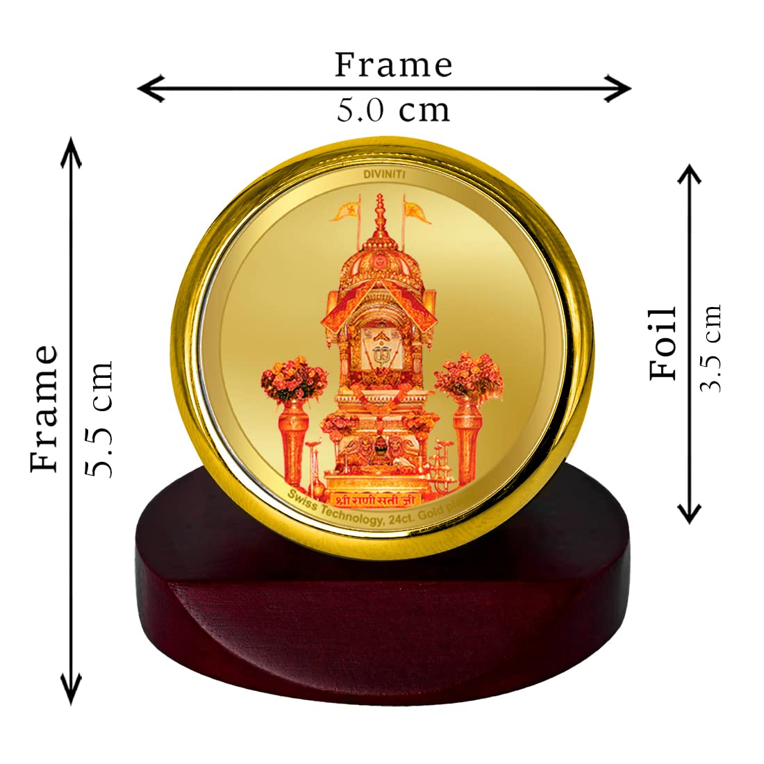 DIVINITI 24K Gold Plated Religious Car Dashboard Frame | Premium God Idol Frame for Car, Home Mandir & Office Table | Spiritual Gift, Decorative Showpiece | Rani Sati