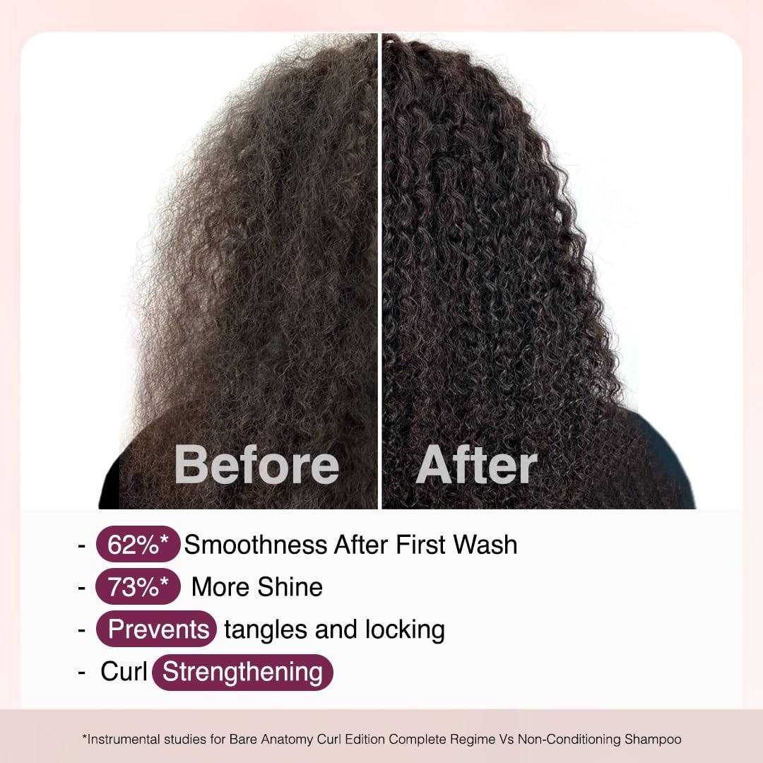 Bare Anatomy Curl Defining Shampoo & Curl Enhancing Hair Mask Combo | Curl Retention & 2X Frizz Protection For 48 Hours | Coconut Oil, Hyaluronic Acid & Castor Oil | Sulphate & Paraben Free | 250ml +