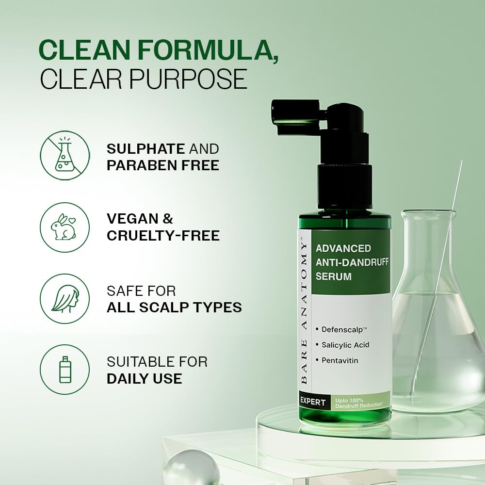 Bare Anatomy Advanced Anti-Dandruff Serum | Helps Reduce Dandruff | Defenscalp™ + Salicylic Acid + Pentavitin | Lightweight, Non-Sticky Scalp Serum | For Men & Women | 50 ml