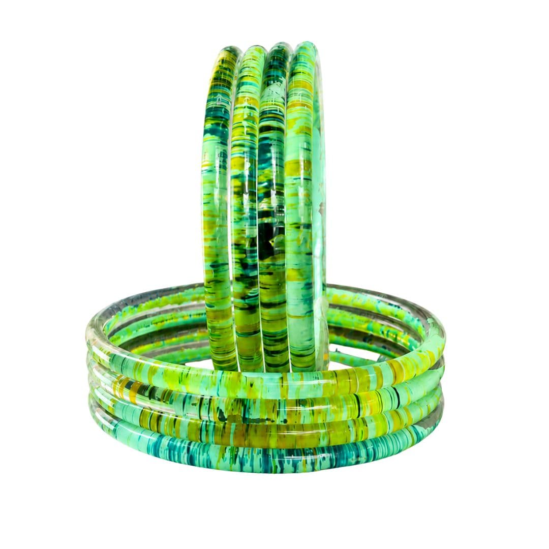 NMII Premium Glass Bangle Set for Women | Multicolor Designer Kangan | Fancy Kanch ki Chudiya | 3D Transparent Chudi Set | Wedding & Festive Occasions Bangles