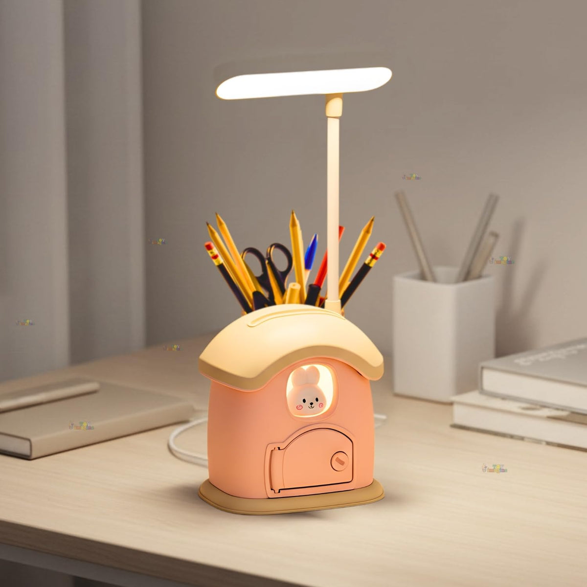 Toy Imagine 3-in-1 Desk Lamp with Pen Holder & Piggy Bank USB Rechargeable Study Lamp, Cute Design for Kids, Perfect for School Desk, Study Table & Bedroom(Multicolour)