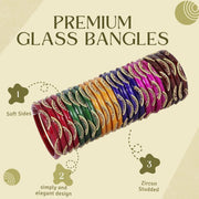 NMII Stylish MultiColour Glass Kada Set For Women & Girls with Golden Zircon Stone & Beads | Bangles For Women Glass | Kada For Women | Colourful Bangles for Women | Glass Bangles Combo- Set of 24