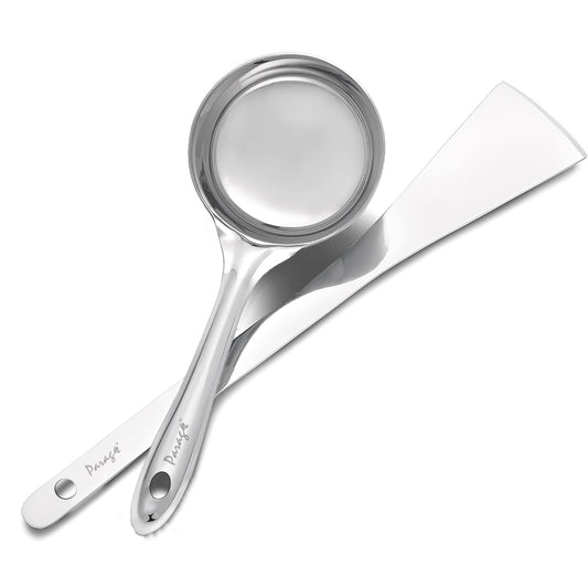 Parage 2 Pieces Stainless Steel Dosa Ladle & Turner/Palta Heavy Gauge | Dosa Making Spoon with Flat Base and Spatula | Kitchen Tools for Cooking (Size-20.5cm, 31.5cm, Silver)