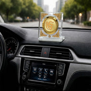 DIVINITI 24K Gold Plated Ik Omkar Acrylic Frame for Car Dashboard, Home Temple & Office Table | Premium Spiritual Gift, Blessings for Protection & Positivity, 8x7 cm Decorative Showpiece