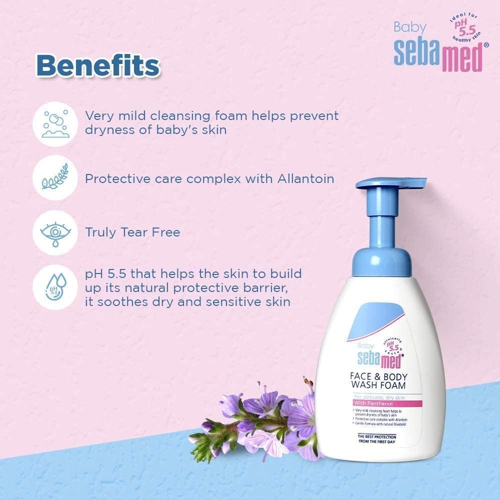Sebamed Baby Face & Body Wash Foam|pH 5.5|Ideal for face & body cleansing|400 ml (Pack of 2)