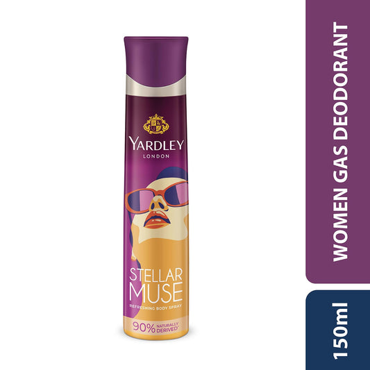 Yardley London Stellar Muse Refreshing Body Spray for Women, 150ml | Deodrant body spray for Daily use | 90% Naturally derived
