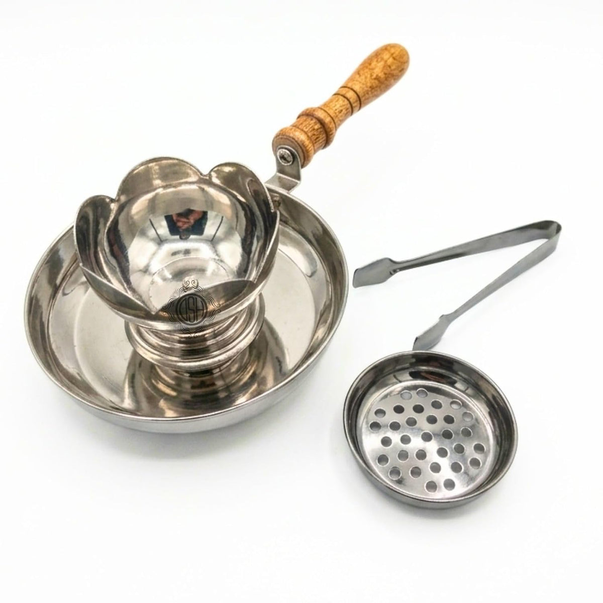 DSH Metal Dhoop Holder Incense Burner Loban Dhoop Dani Aarti Dhoop Dani Stand Burner for Home Office Temple Puja (Silver)