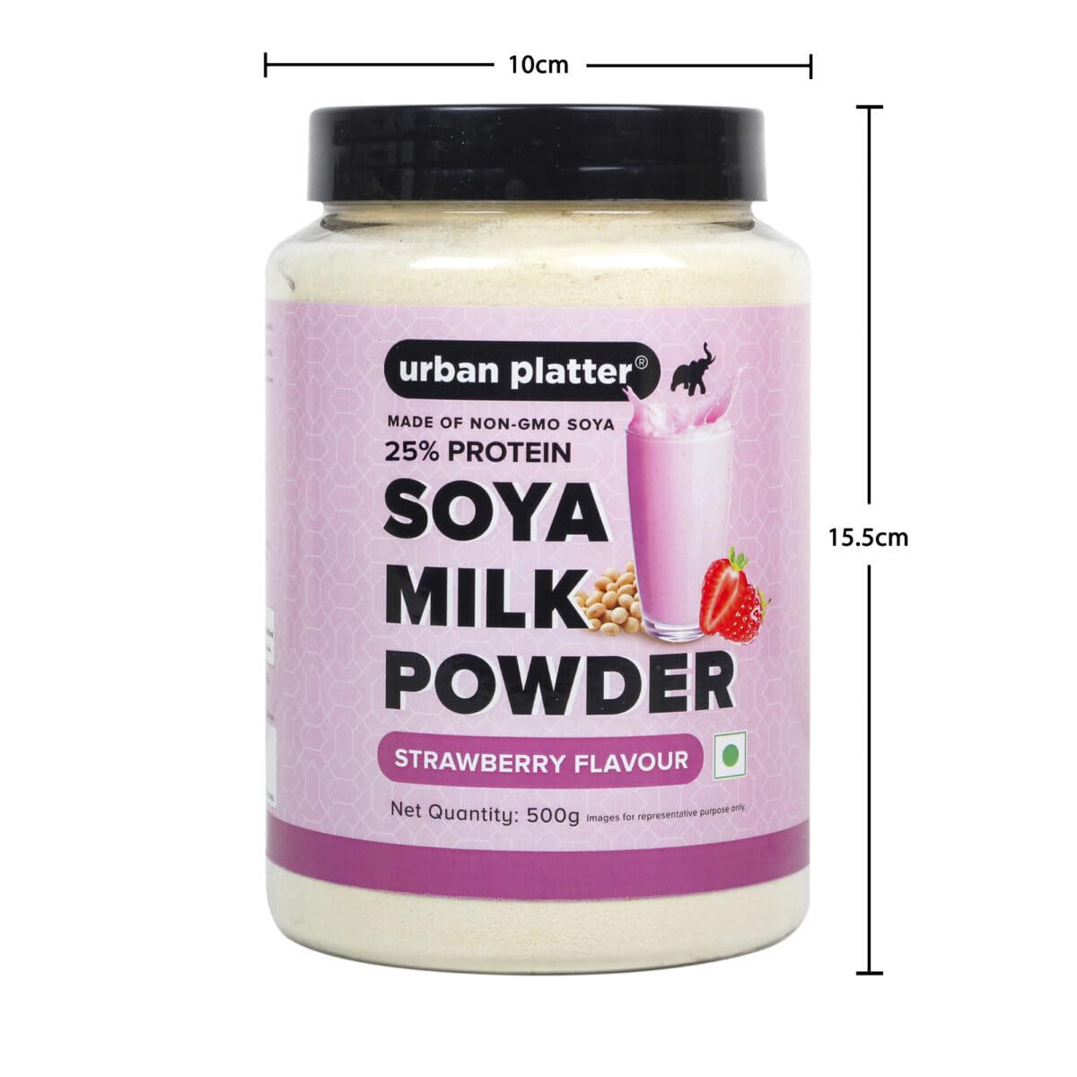 Urban Platter Strawberry Soya Milk Powder, 500g (Soy-Based Dairy Alternative | 25% Protein | Plant-Based | Non GMO)