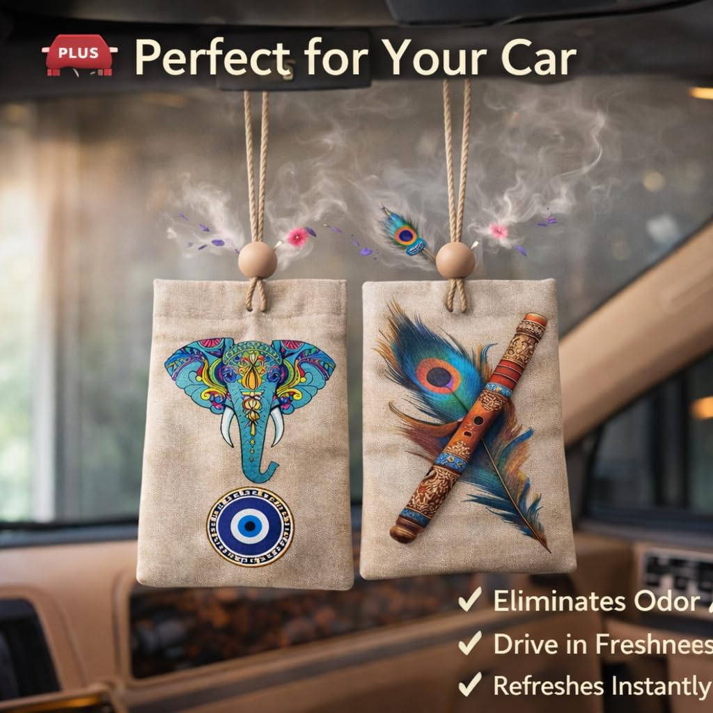 ASTRO PLUS+ Combo Air Freshener Pouch | Long Lasting Fragrance | Odor Eliminator for Bathroom, Toilet, Car, Closet & Office | Deodorizer & Freshener (Murli & Elephant)
