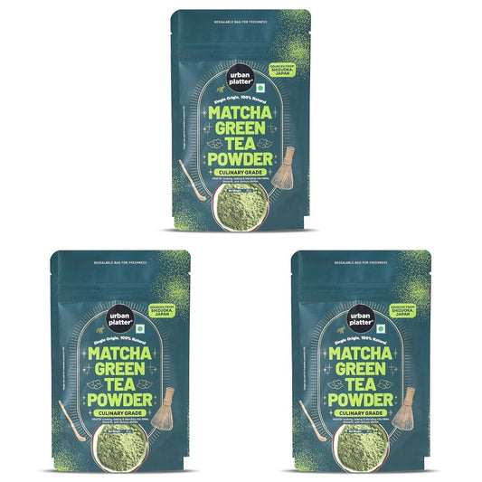 Urban Platter Japanese Culinary-Grade Matcha Green Tea Powder, 50g (Sourced from Shizuoka, Japan | Stone-Ground | Antioxidant-Rich) (Pack of 3)