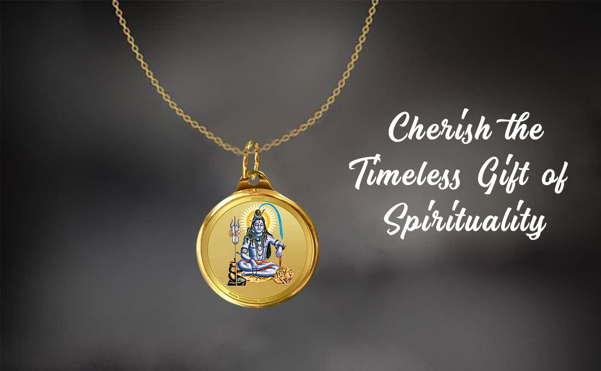 DIVINITI 24K Gold Plated Double-Sided Religious Pendant with Premium Gift Box, Spiritual Locket for Men & Women, Devotional Jewellery for Gifting & Everyday Wear | Shiva & Om-1