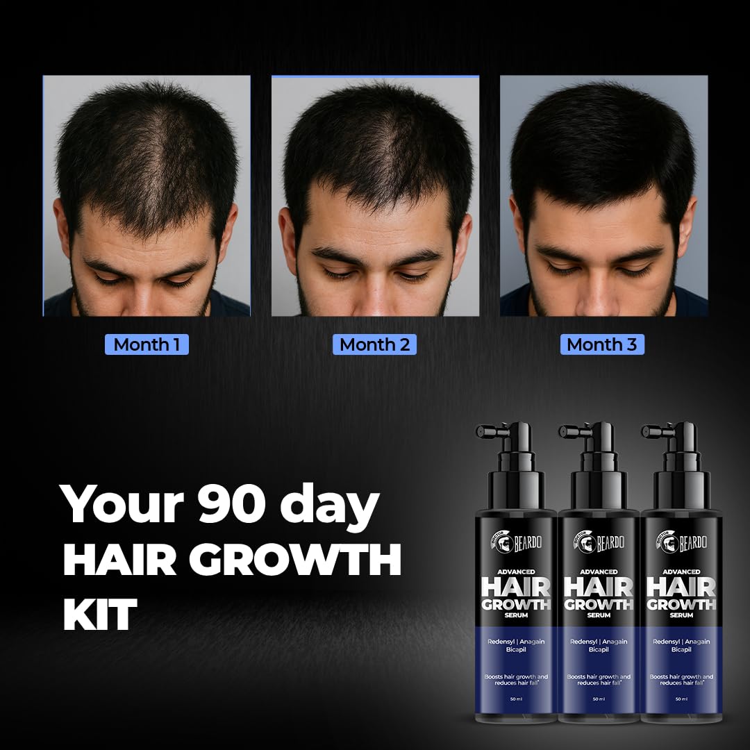 BEARDO Dr. Advanced Hair Growth Serum For Men, (50 Ml X 3)| Contains 3% Redensyl, 3% Baicapil, Rosemary | Stimulates Hair Growth, Increase Hair Density & Thickens Hair | Lightweight And Non-Sticky