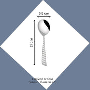 Parage 2 Pieces Stainless Steel Serving Spoon, Big Spoons Set, Silver, Arrow Design Cutlery, 21 cm