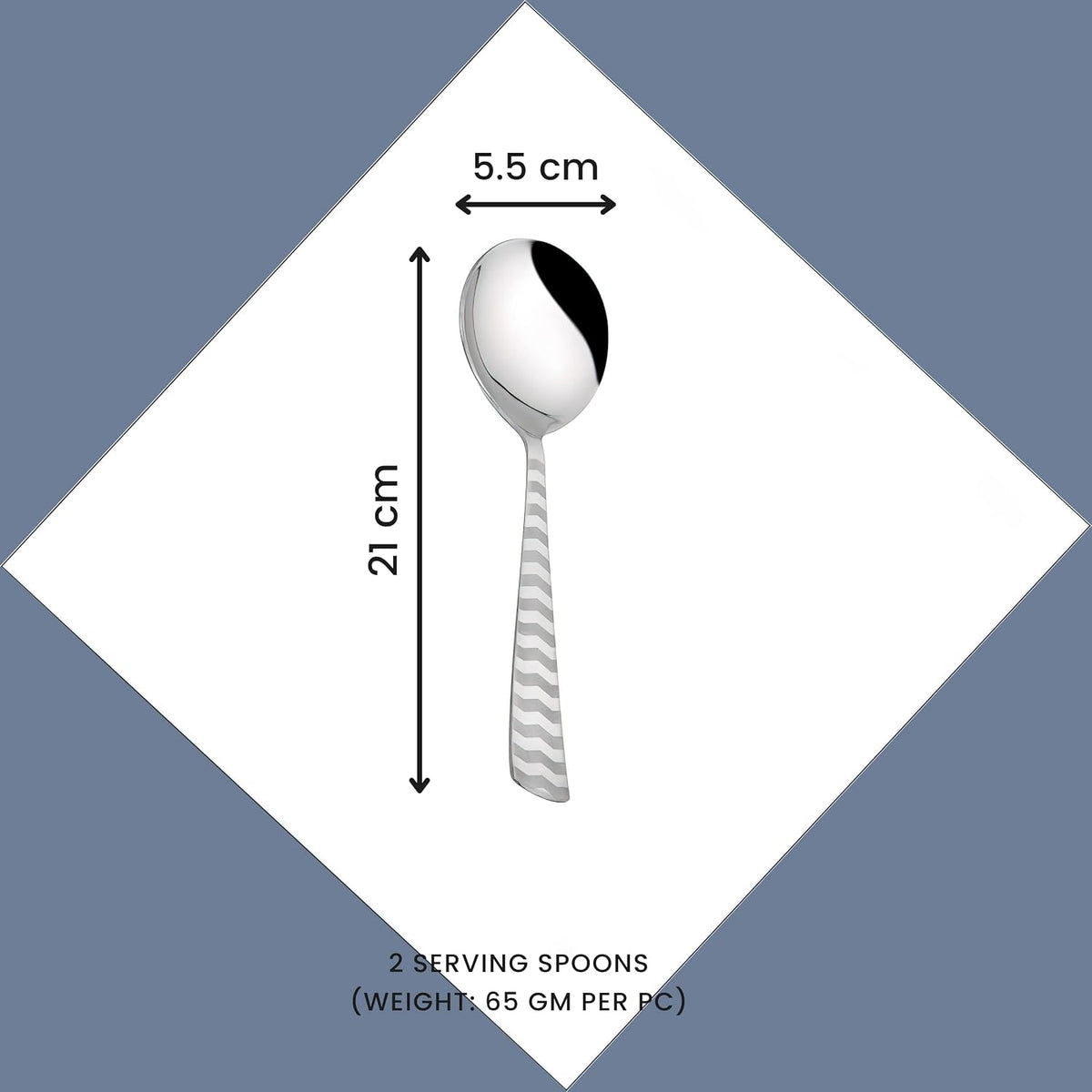 Parage 2 Pieces Stainless Steel Serving Spoon, Big Spoons Set, Silver, Arrow Design Cutlery, 21 cm