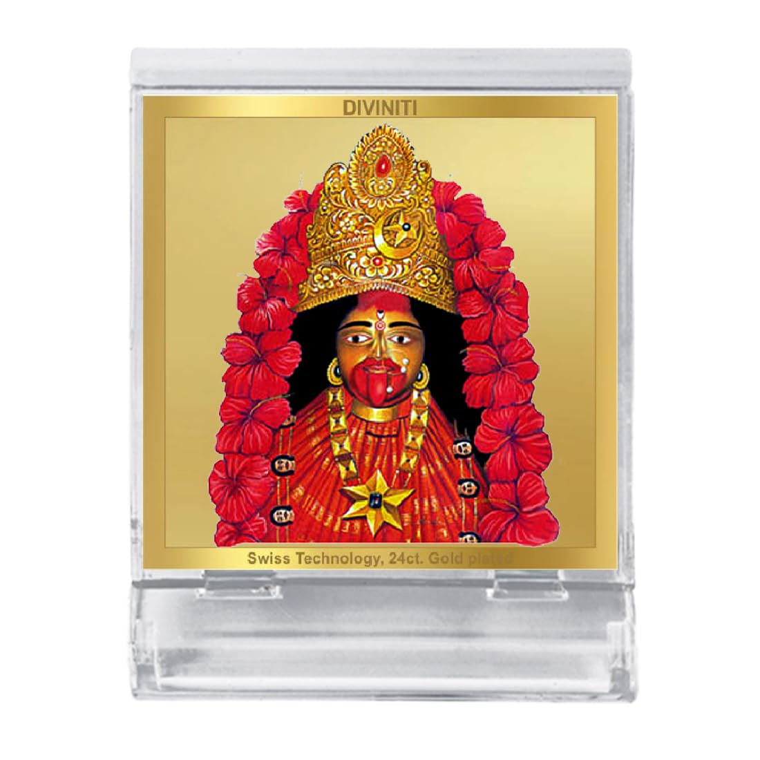 DIVINITI 24K Gold Plated Religious Car Dashboard Frame | Premium God Idol Frame for Car, Home Mandir & Office Table | Spiritual Gift, Decorative Showpiece | Tara Devi