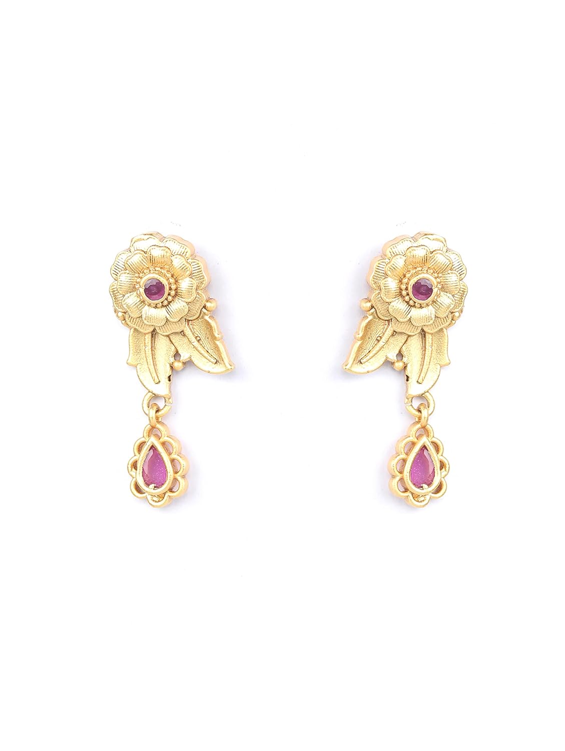 Priyaasi Maroon Ruby Kundan Gold Plated Jewellery Set