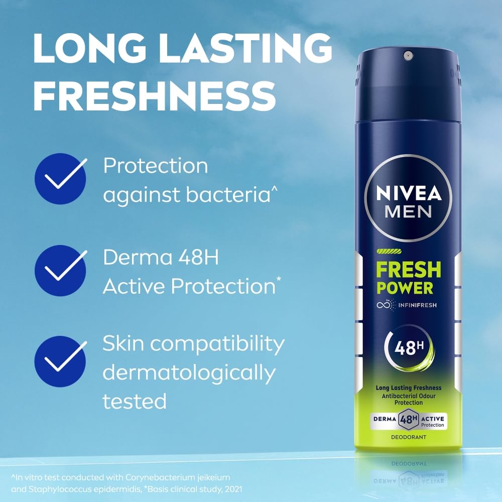 NIVEA Men Fresh Power Deodorant Spray , 150Ml, Pack Of 1