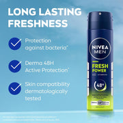 NIVEA Men Fresh Power Deodorant Spray , 150Ml, Pack Of 1