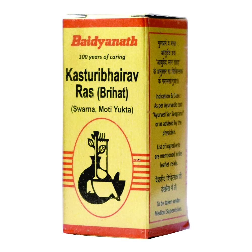 Baidyanath Asli Ayurved Kasturibhairav Ras (Brihat) Swarna, Moti Yukta - 5 Tablets
