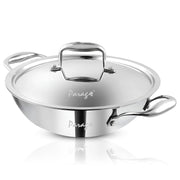 Parage Triply Stainless Steel Kadai with Lid 28 cm, 4 LTR | ISI Certified | Heavy Bottom SAS Triply Kadhai for Deep Frying & Cooking | Tripure | Induction & Gas Stove Compatible | 5 Years Warranty