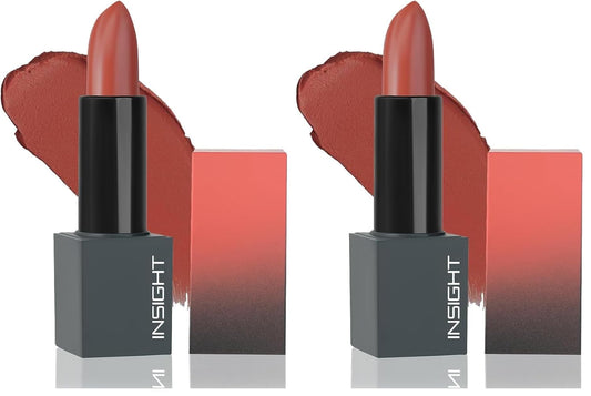 INSIGHT Velvet Matte Lipstick (Amour Mist) | Long Lasting, Smudge-Proof & Non-Drying | Enriched with Cocoa Butter, Argan Oil & Vitamin E | Smooth Application, Bold Pigment - 3.8g (Pack of 2)