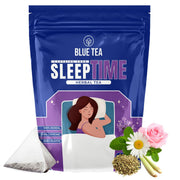BLUE TEA - Sleep Time Tea - 30 Tea Bags - Plant Based | Helps with Insomnia, Snoring | Supports Deep Relaxation | Caffeine Free | Chamomile, Spearmint, Lemongrass | Ziplock Pack
